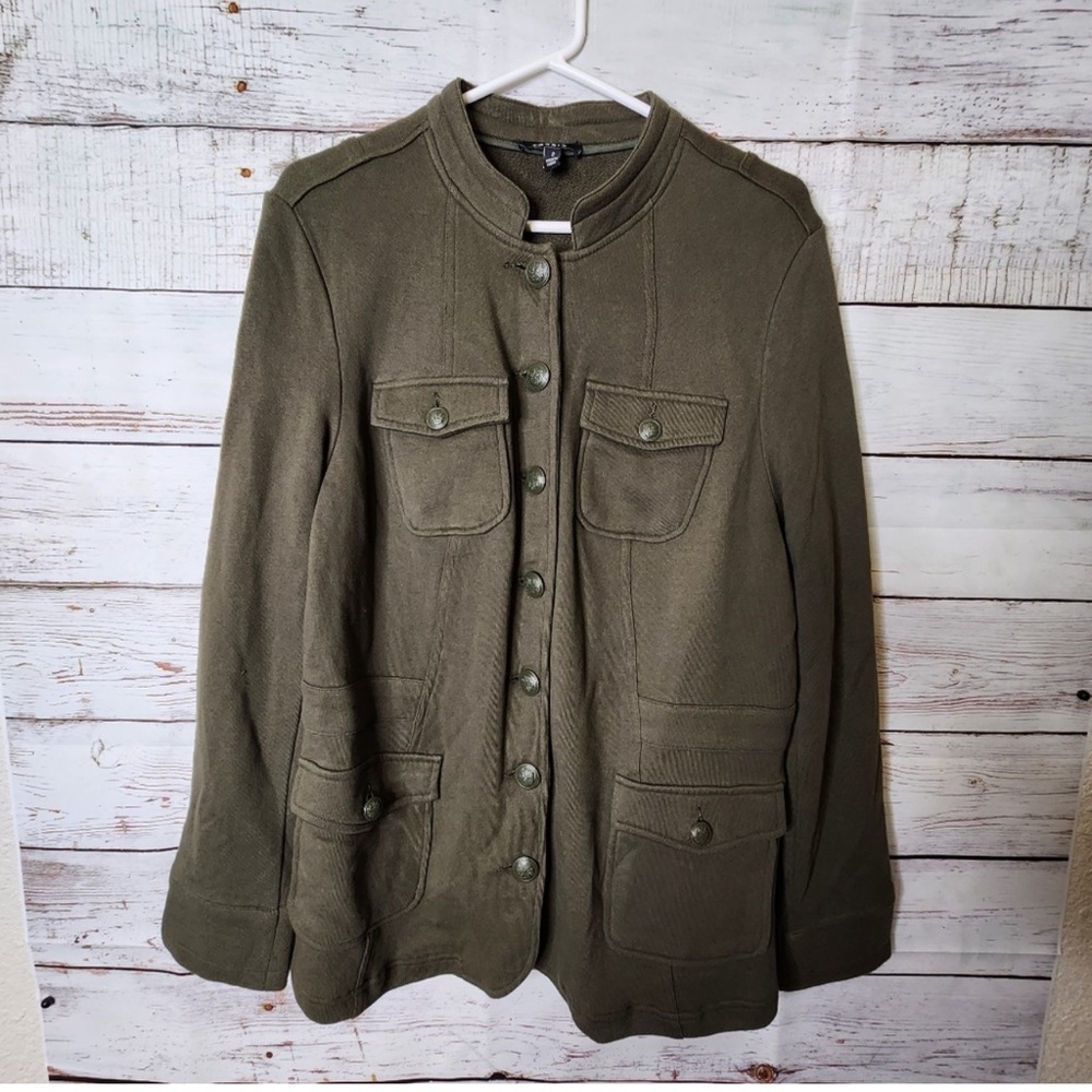 Torrid Army Green Terry Knit Military Style Ulitilty Jacket...size 2